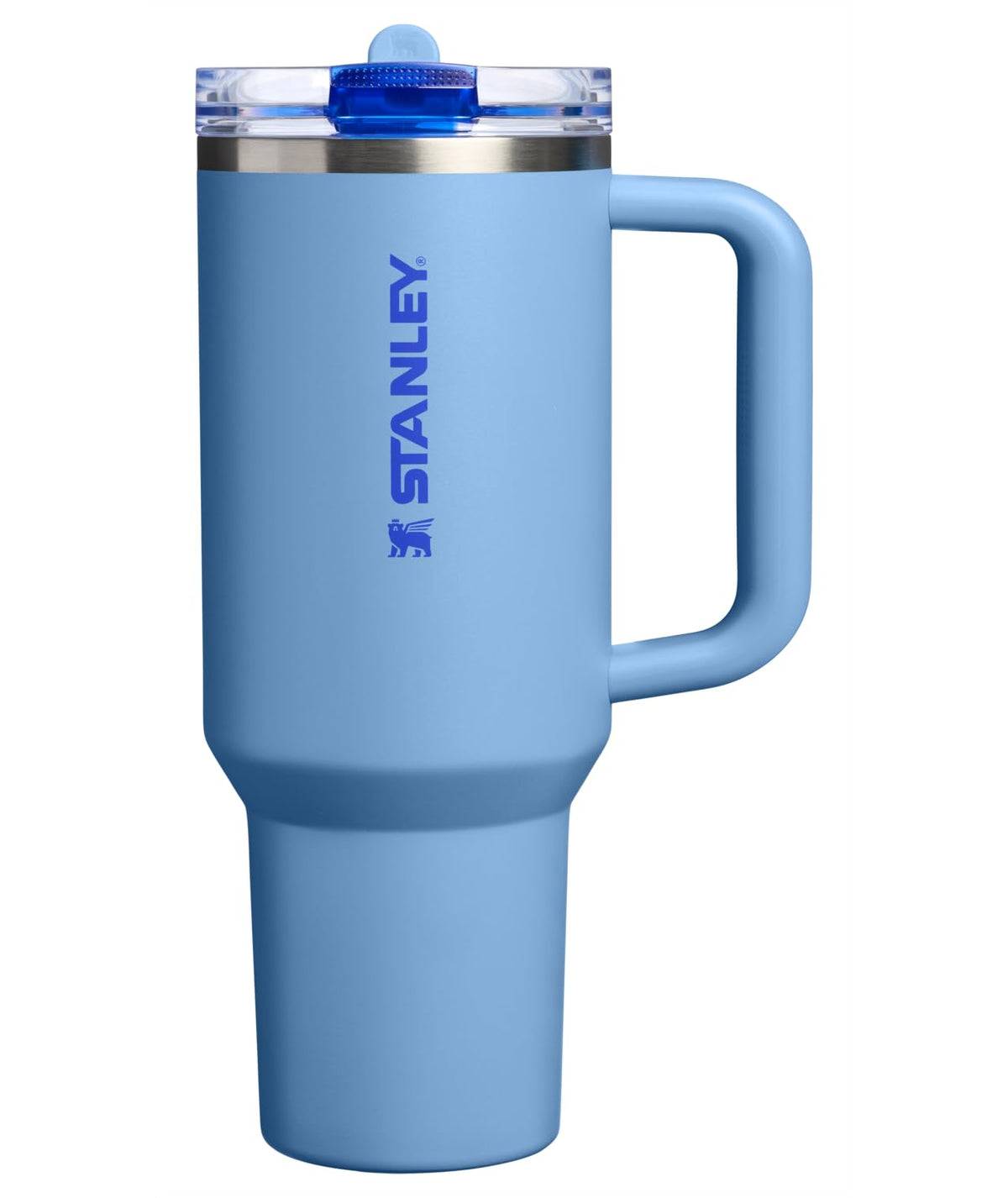 STANLEY Quencher front view showing Blue Sky color and 40 oz capacity, stylish and durable