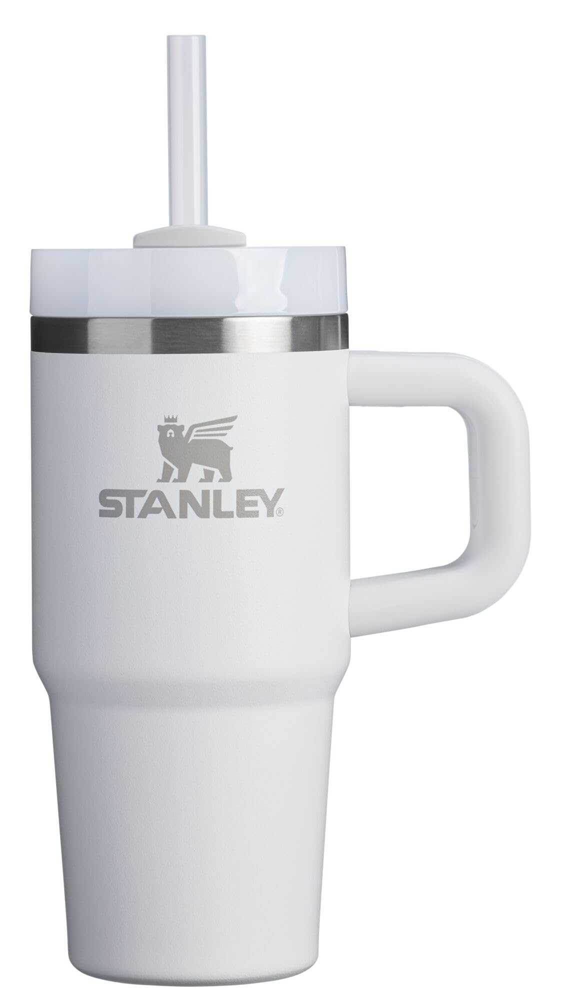 Stanley front view showing sleek 14 oz tumbler and handle for easy carrying