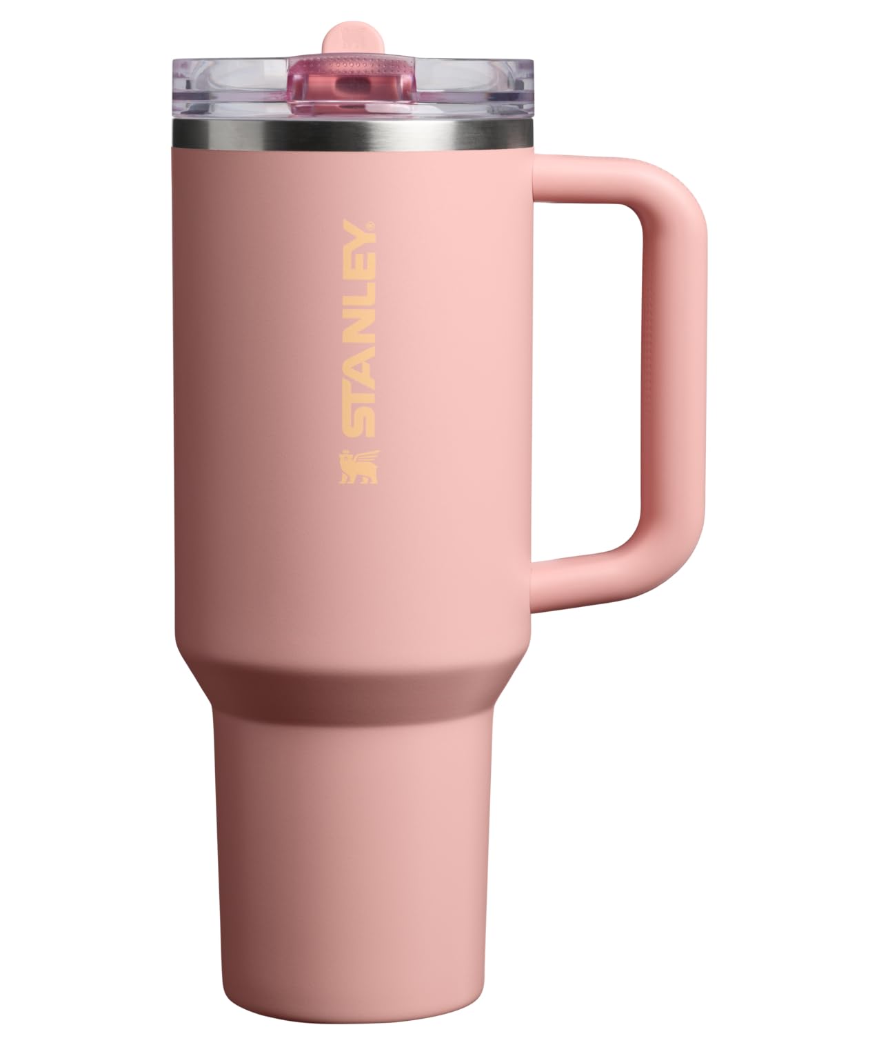 STANLEY Quencher front view showing Peach Rose finish and capacity benefit