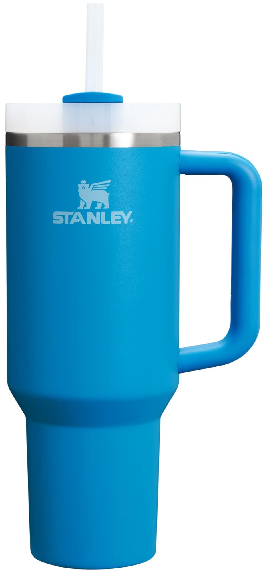STANLEY Quencher H2.0 front view in azure showing large 40 oz capacity and durable build