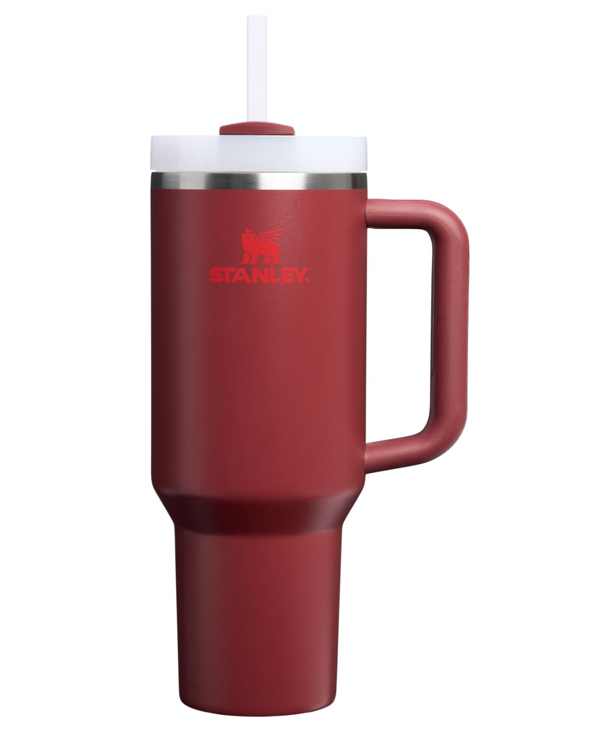 STANLEY front view of Cranberry 40 oz tumbler showing capacity and color