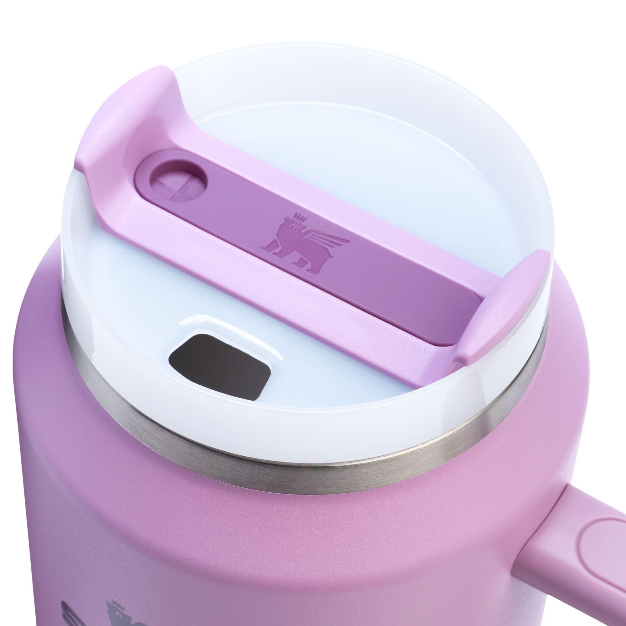 STANLEY Quencher lid close-up showing FlowState mechanism and convenience