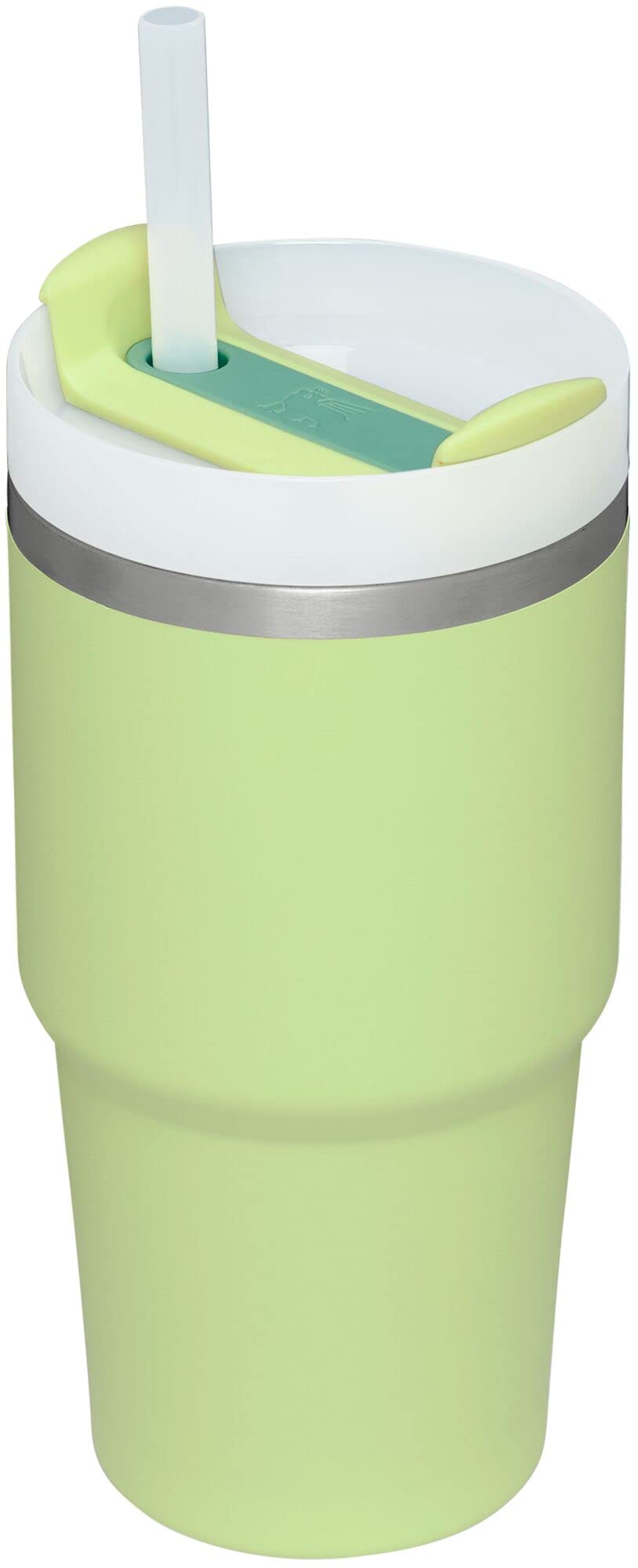 STANLEY FlowState lid close-up showing rotating cover and spill-resistant benefit
