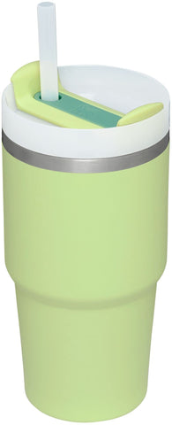 STANLEY FlowState lid close-up showing rotating cover and spill-resistant benefit