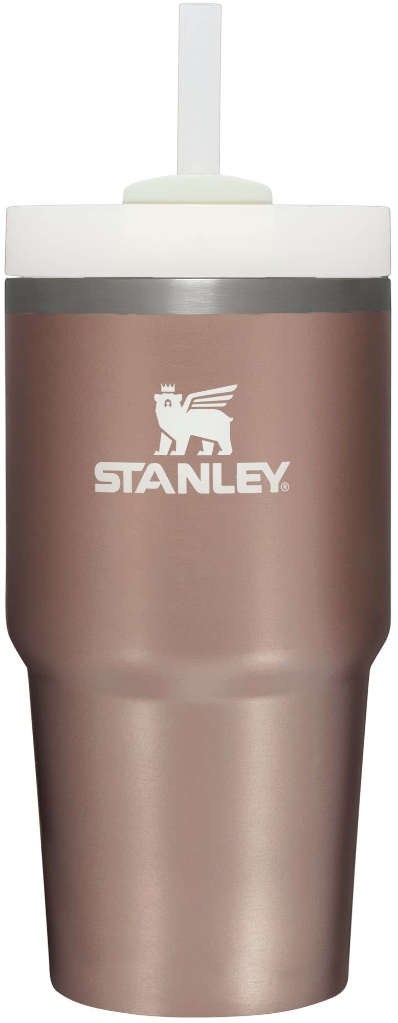 STANLEY Quencher H2.0 front view in Rose Quartz Glow showing sleek design and handle