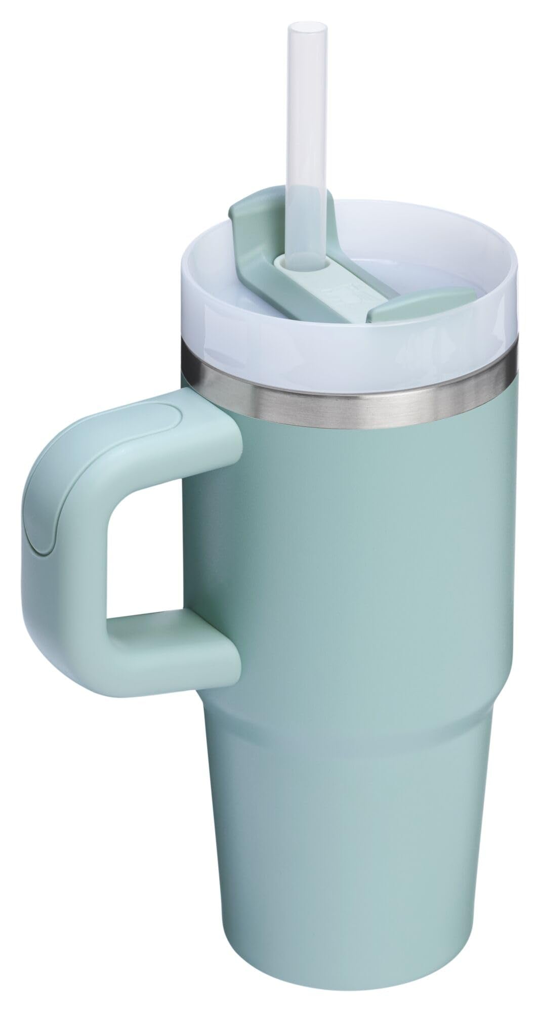 STANLEY Quencher lid in straw position with sealed straw for splash-resistant sipping