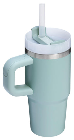 STANLEY Quencher lid in straw position with sealed straw for splash-resistant sipping