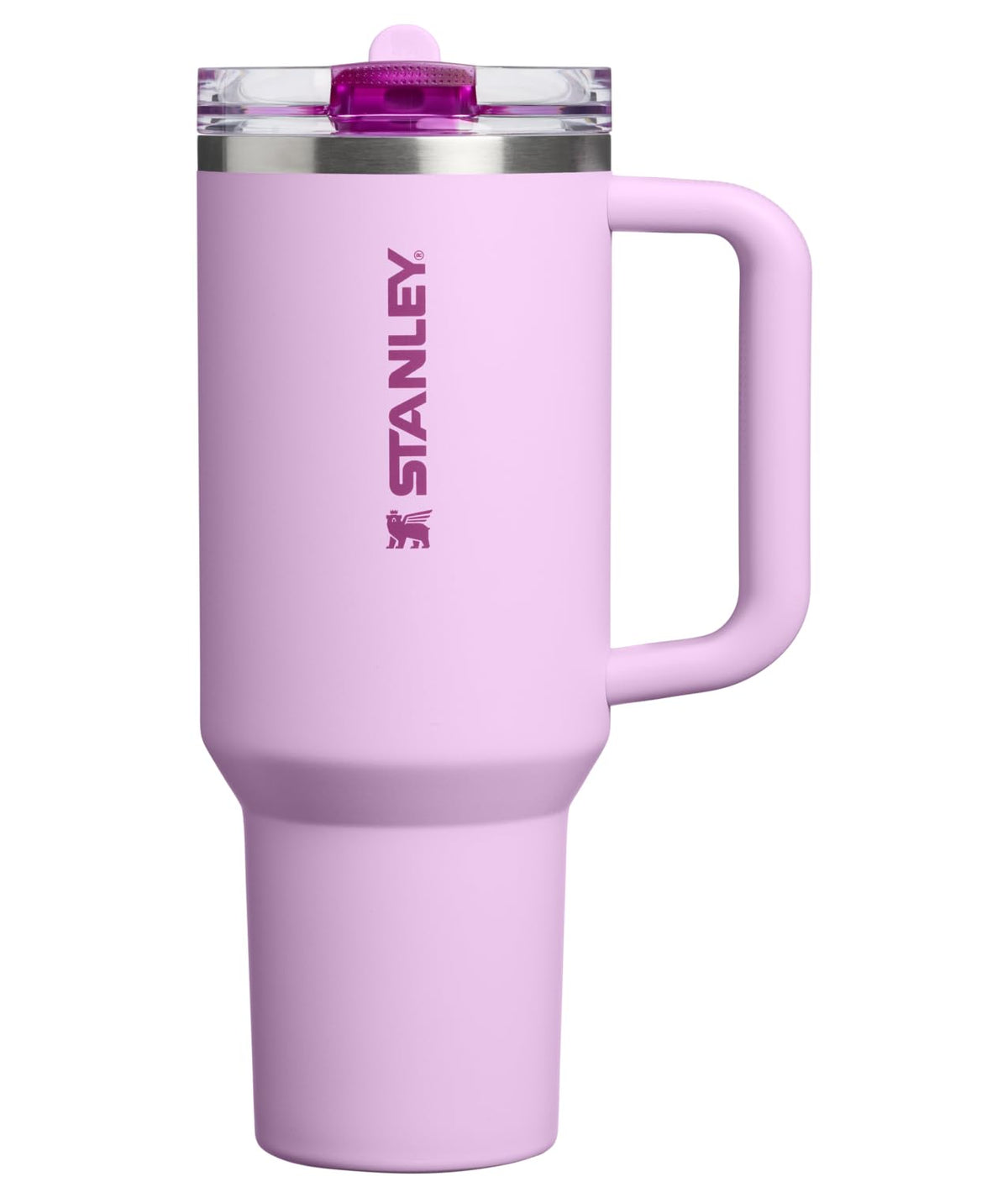 STANLEY Quencher front view showing Soft Orchid finish and capacity benefit