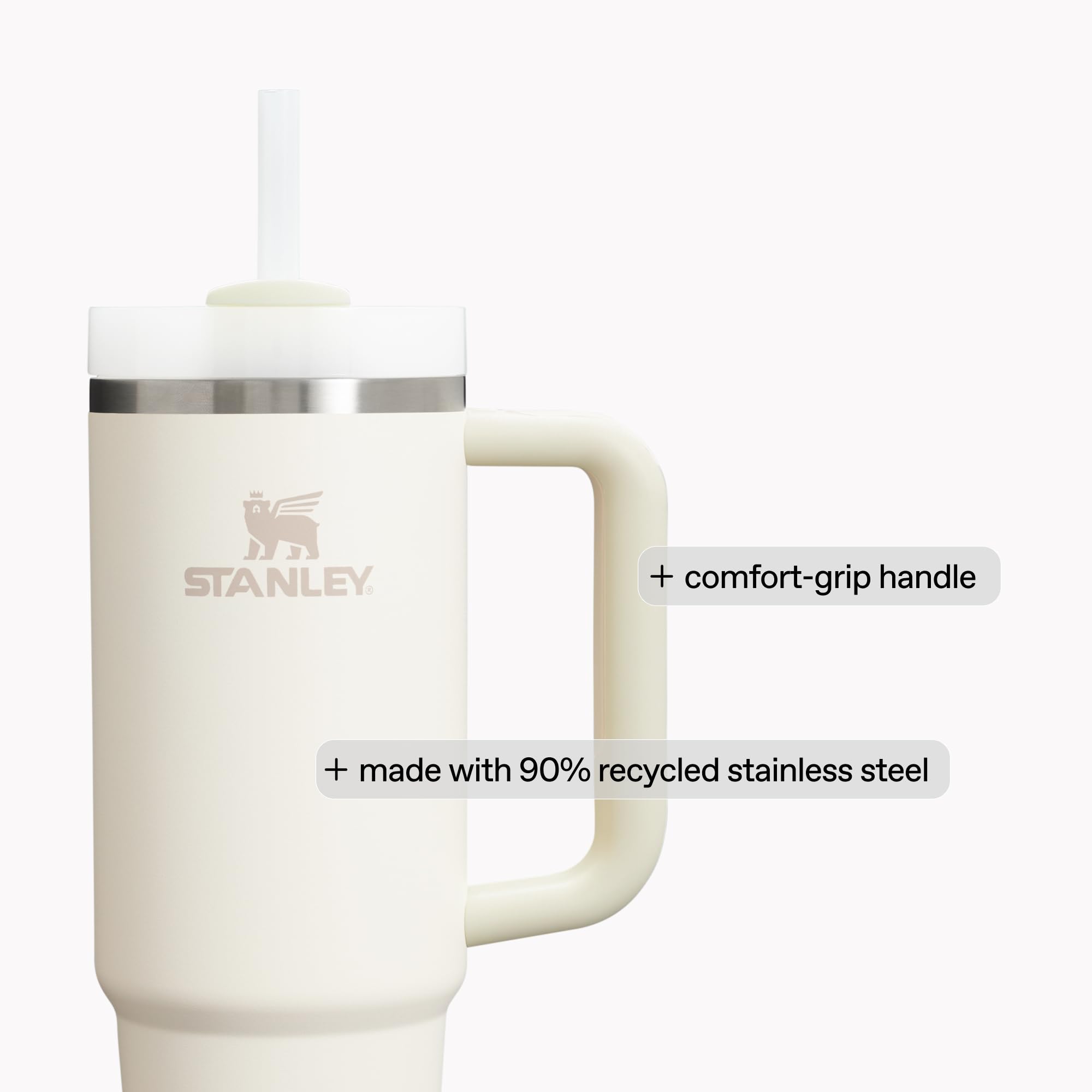 STANLEY Quencher beside smartphone showing 20 oz scale and portability
