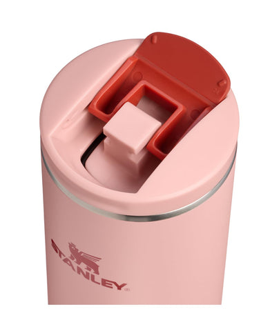 STANLEY flip-top lid detail highlighting leakproof lock and easy sip