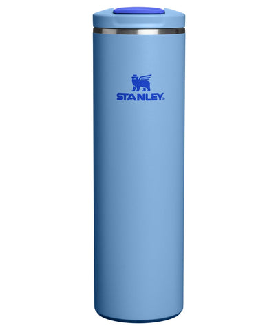 STANLEY Transit FlipTop Mug front view showing Blue Sky finish and durable build benefit