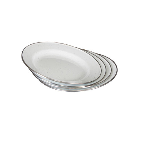 Stansport close-up of enamel plate edge highlighting chip-resistant glaze