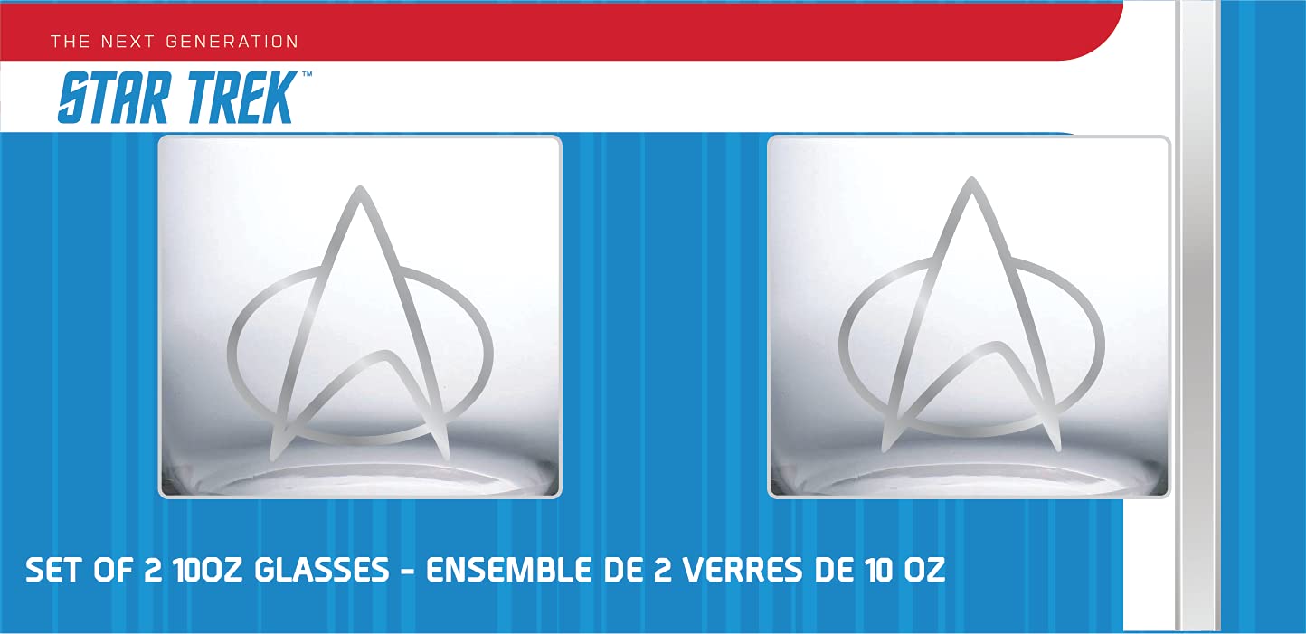 Star Trek glass insignia closeup highlighting engraved Starfleet emblem and clarity