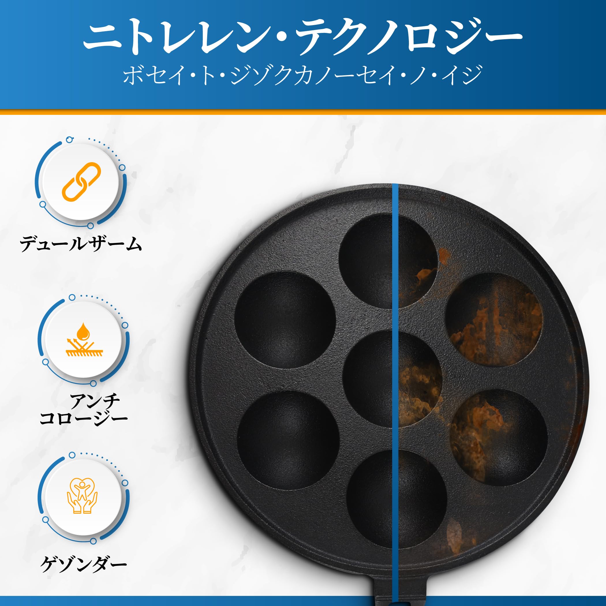 StarBlue pan with detachable wooden handle attached for secure grip