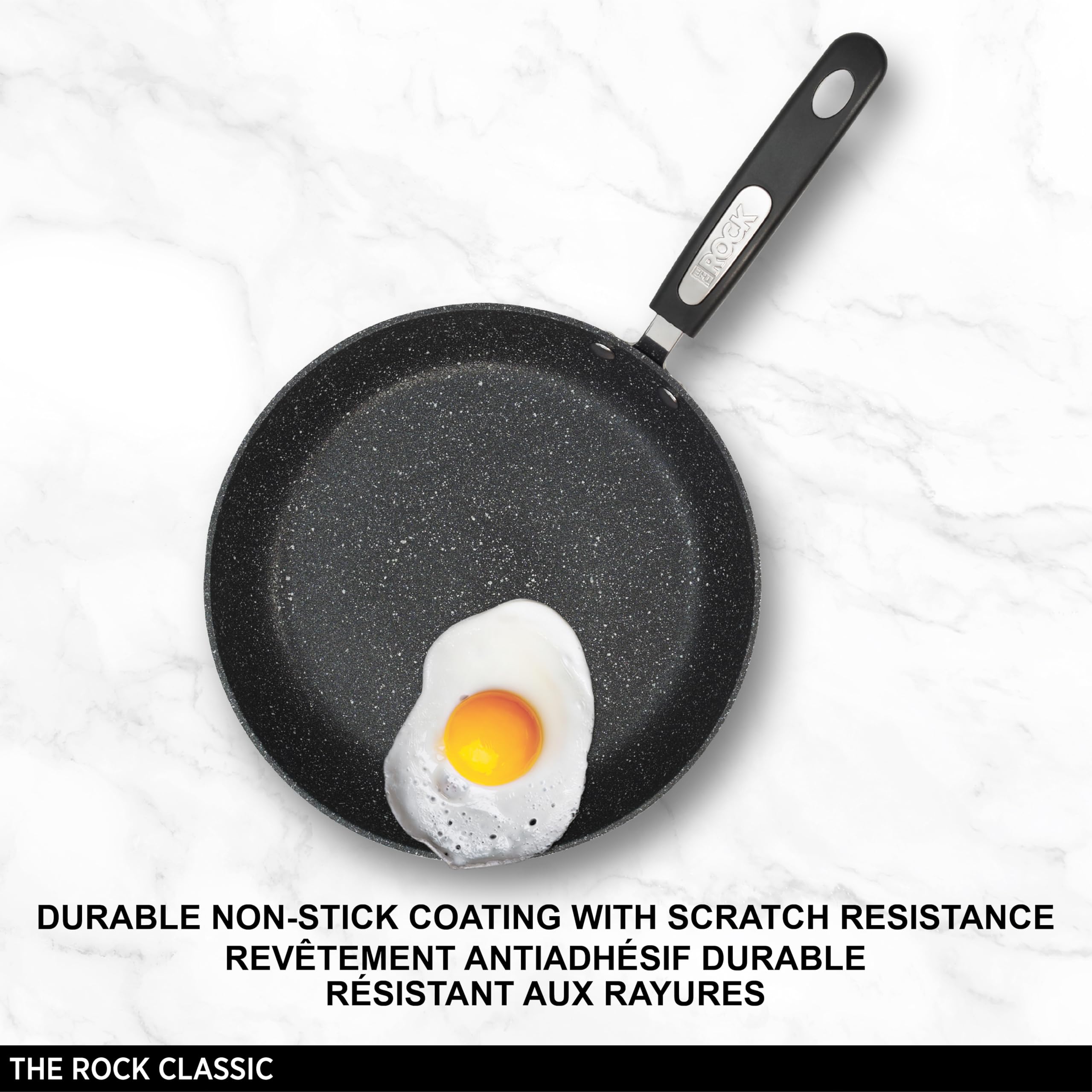 Starfrit close-up of Rock.Tec nonstick texture for effortless food release