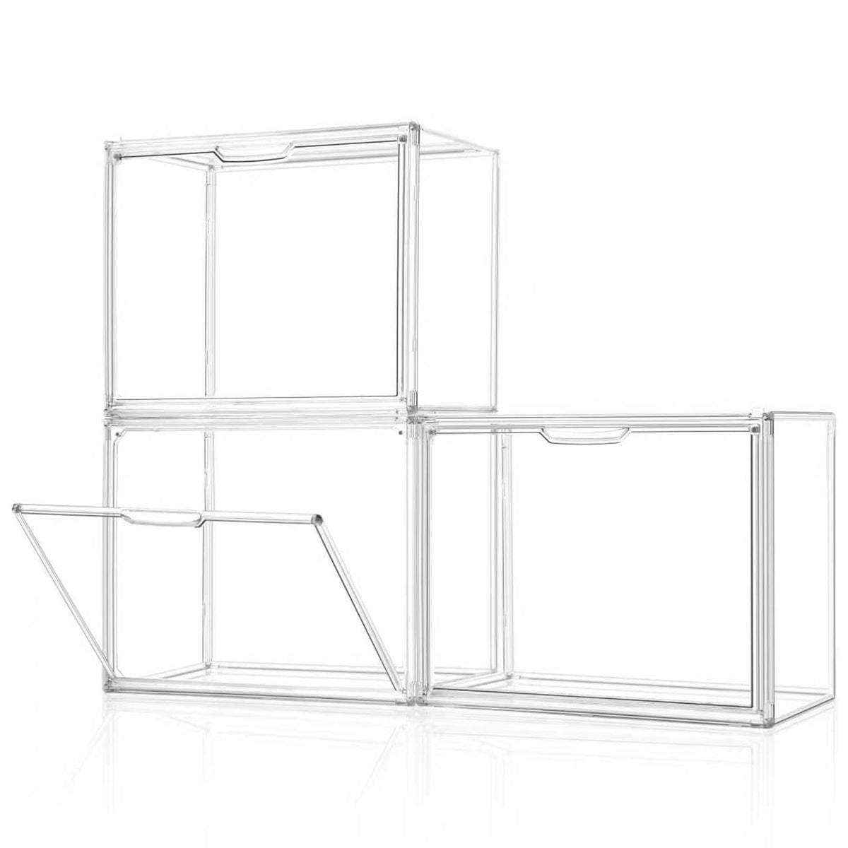 starogegc clear front view showing three organizers and neat display benefit