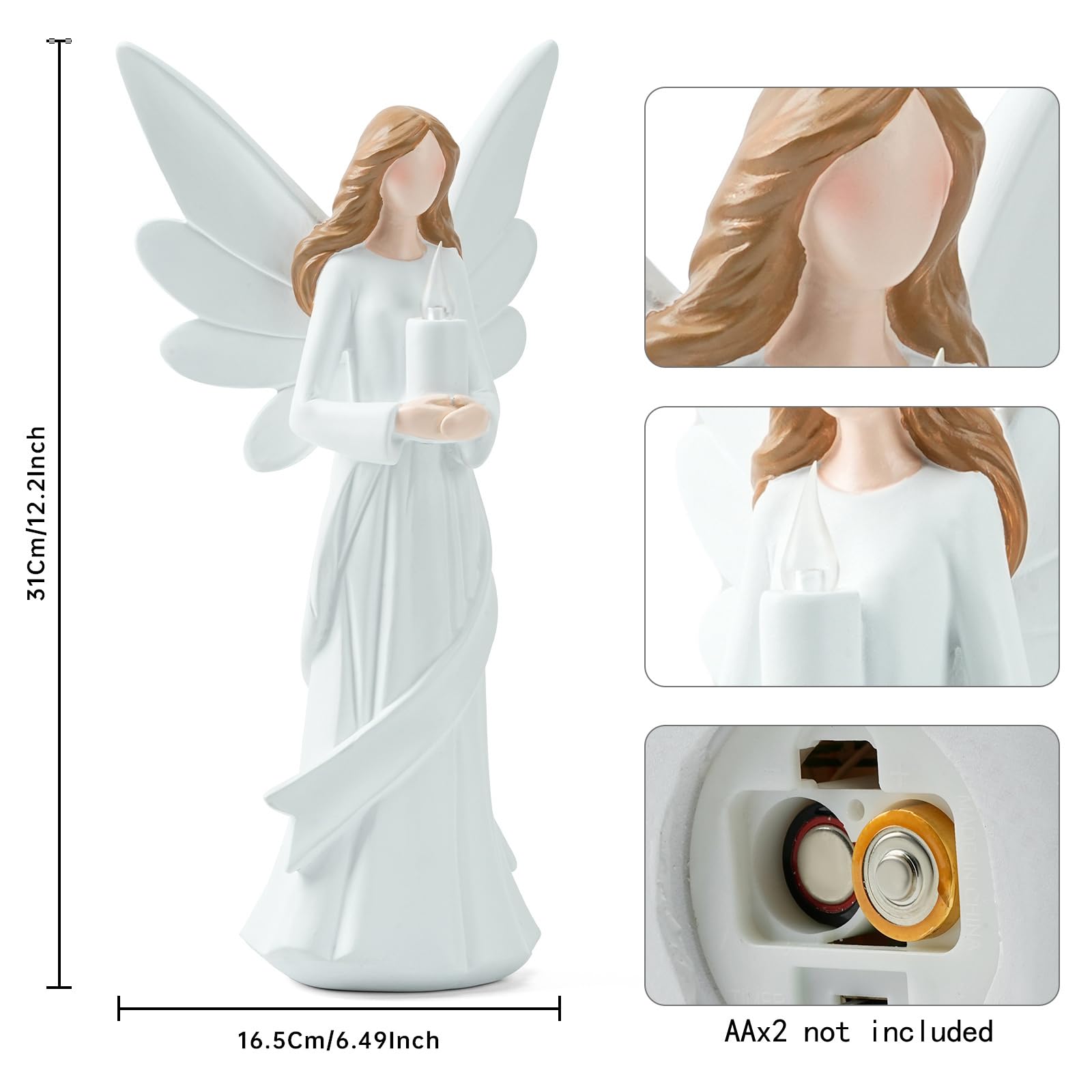 Starryfill angel LED candle lit at night providing warm ambient glow for relaxation