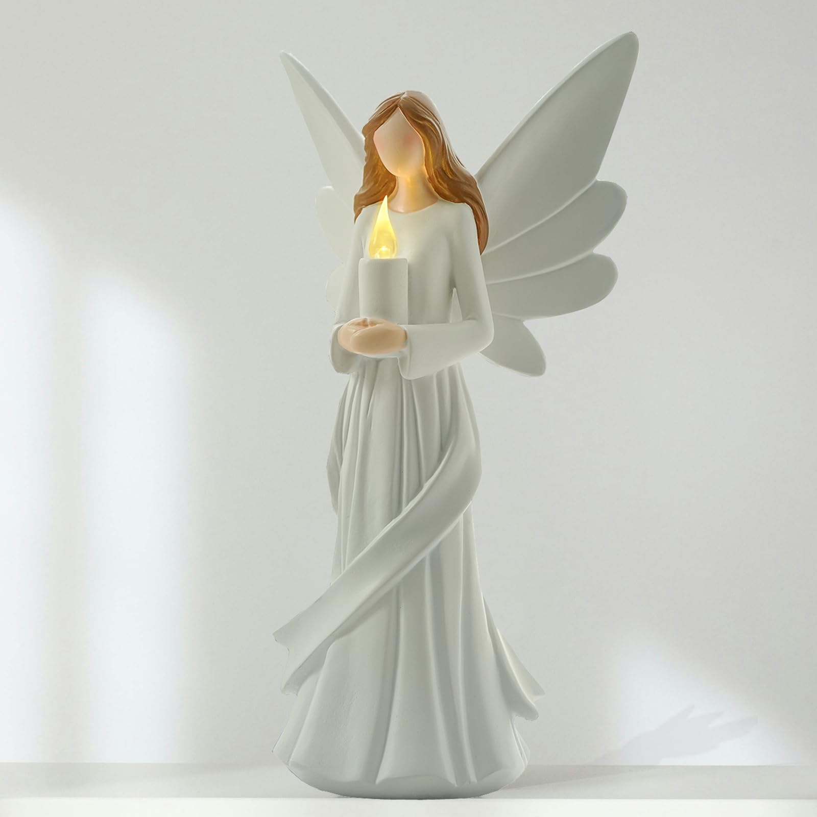 Starryfill angel beside water bottle showing 12.2-inch scale for accurate sizing