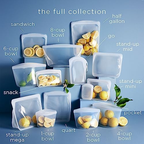 Stasher clear 6-cup bowl inside backpack showing portable spill-safe benefit
