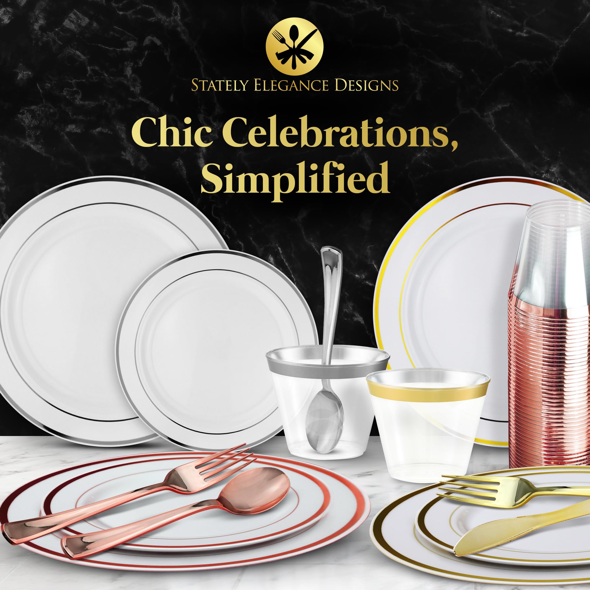 Stately Elegance Designs stacked plates next to hand to show scale and plate thickness