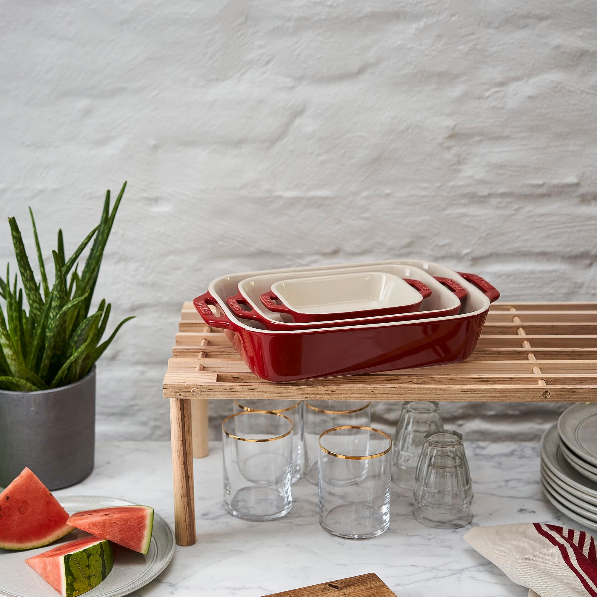 STAUB baking dish served on table after oven, retains heat for better serving