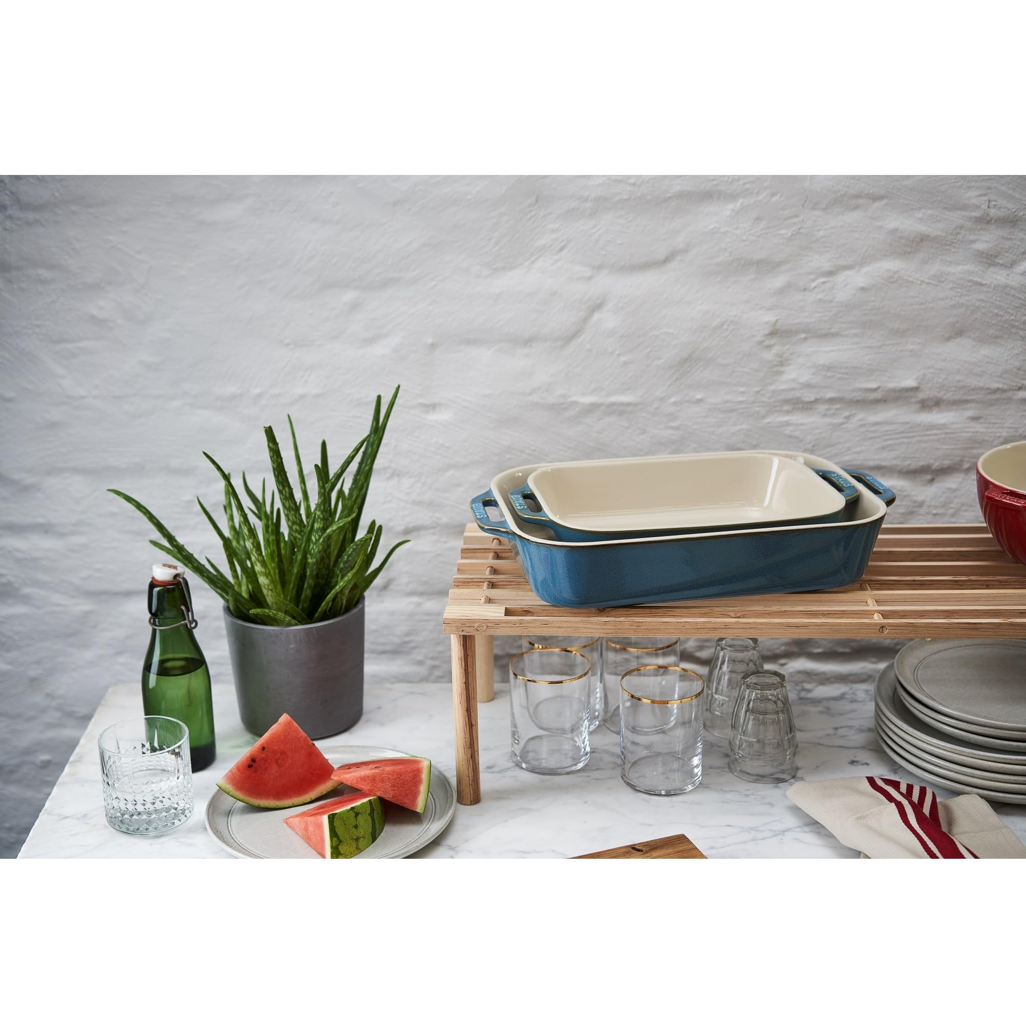 STAUB nesting dishes stacked for compact storage and easy organization