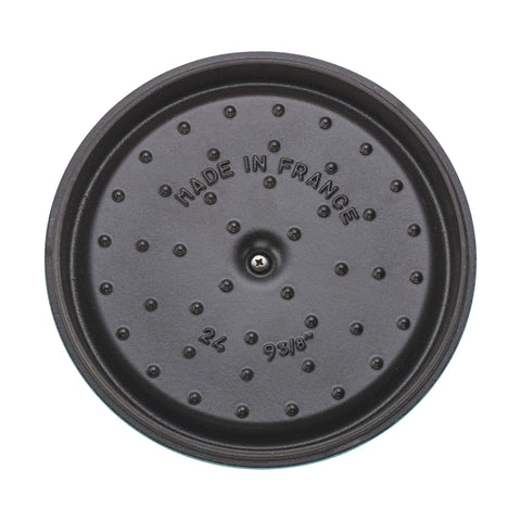 STAUB cocotte filled with stew on table, serving-ready and visually appealing