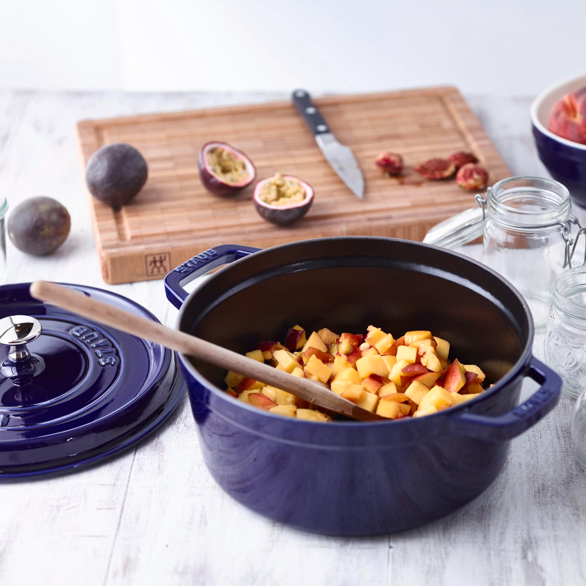 STAUB cocotte on induction cooktop showing compatibility and even heating