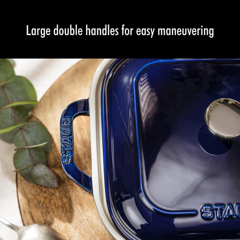 STAUB set in oven with casserole, high-heat baking performance benefit