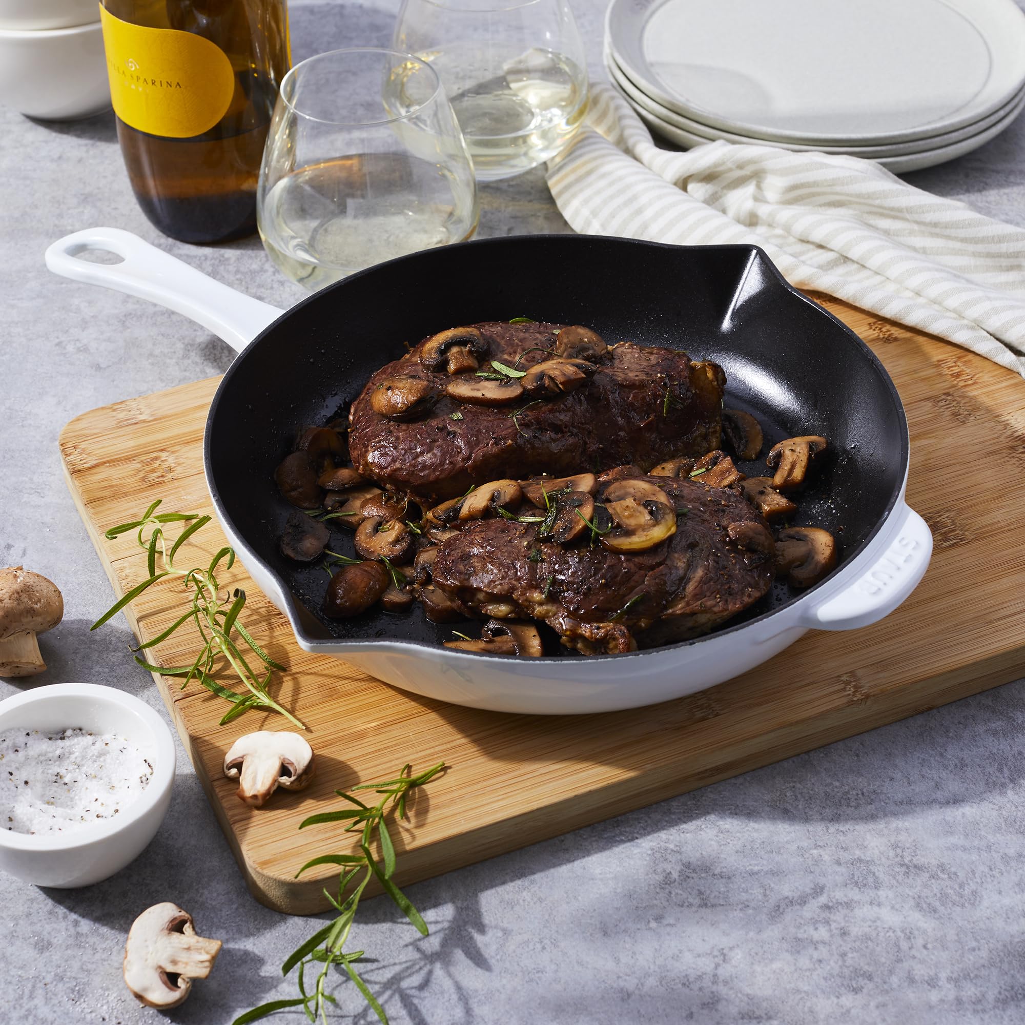 STAUB close-up of textured matte interior promoting superior browning and easy release