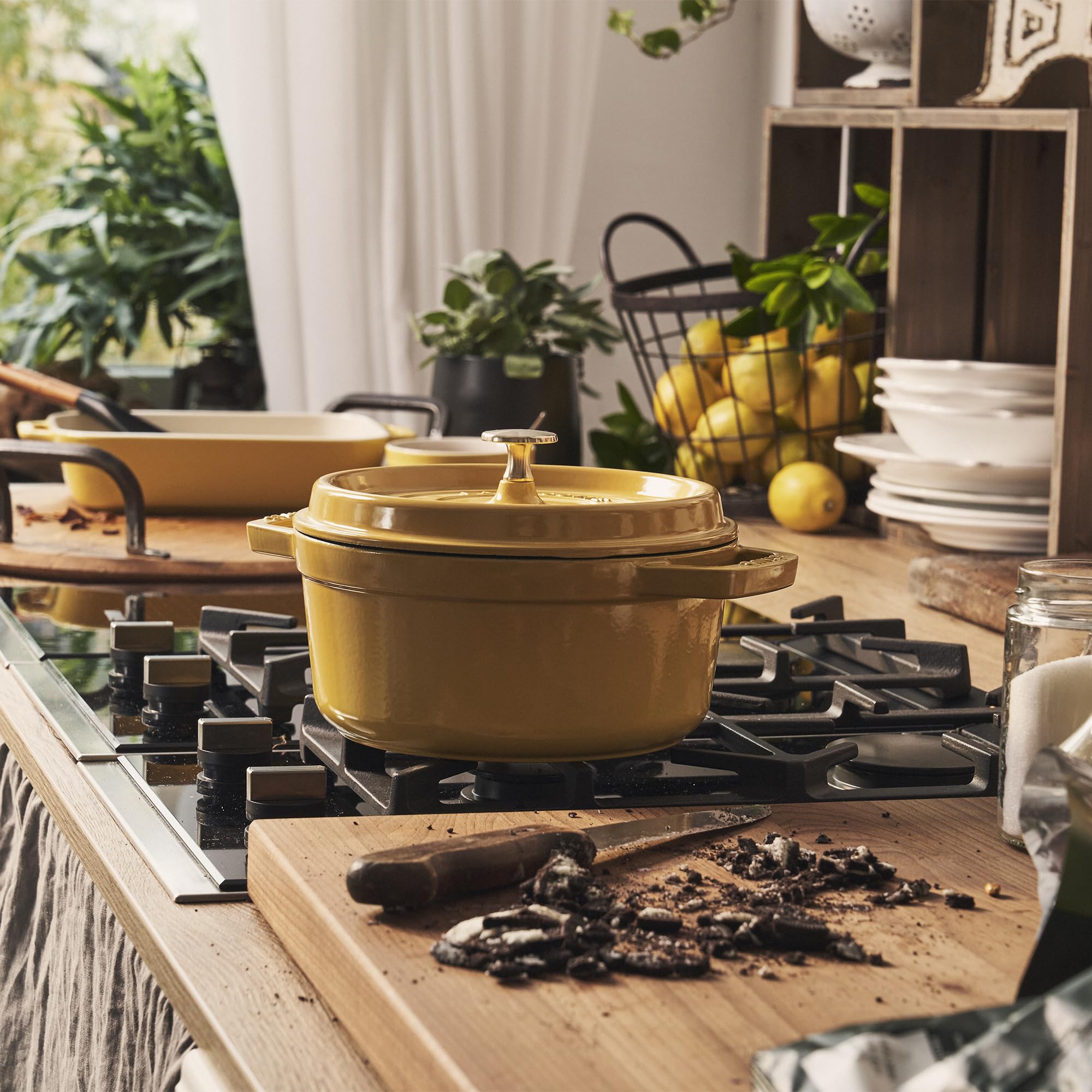 Staub matte black enamel interior detail ensuring browning and easy cleanup