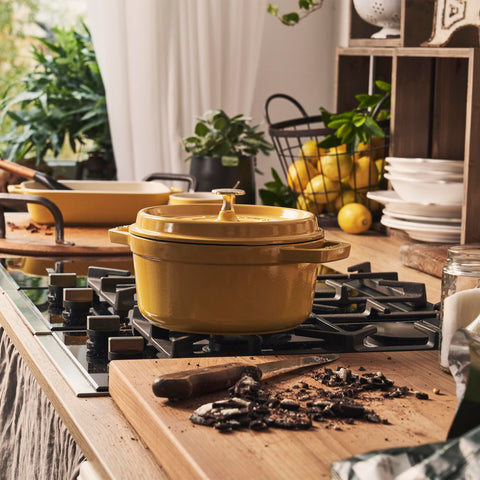 Staub matte black enamel interior detail ensuring browning and easy cleanup
