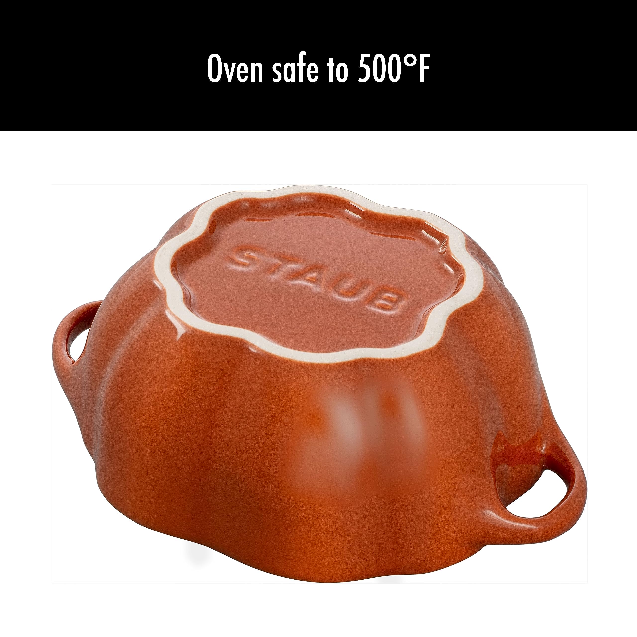 STAUB pumpkin cocotte paired with cast-iron showing coordinated collection styling