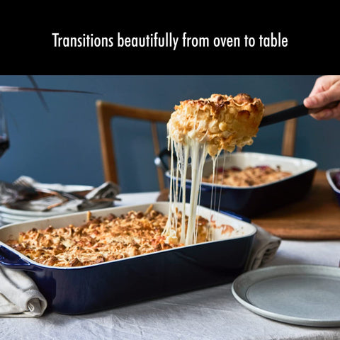 Staub side label showing baker dimensions and clear product information