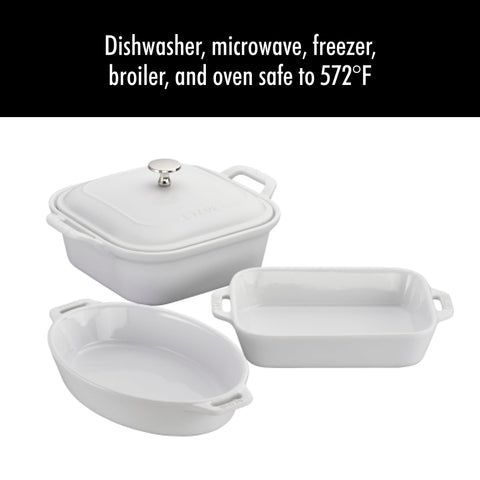 STAUB pieces side-by-side to show compact sizes and storage convenience