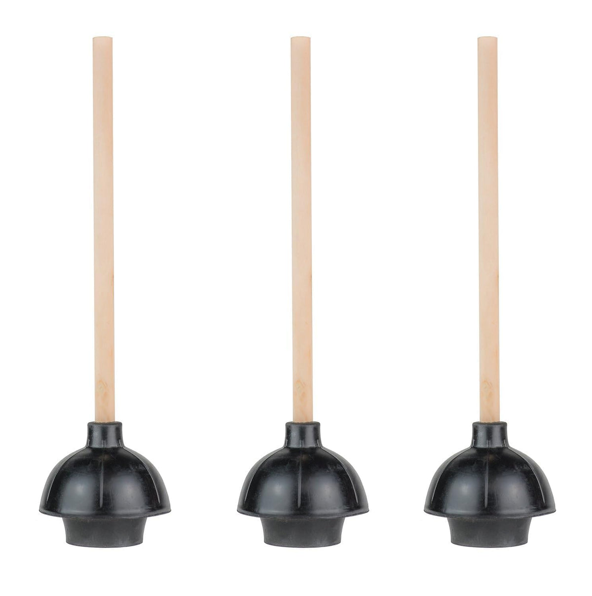 SteadMax front view of three-pack plungers showing commercial-grade set and storage benefit