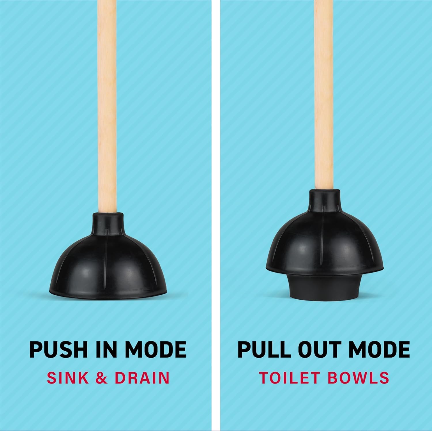 SteadMax wooden handle detail showing slip-resistant grip for confident plunging