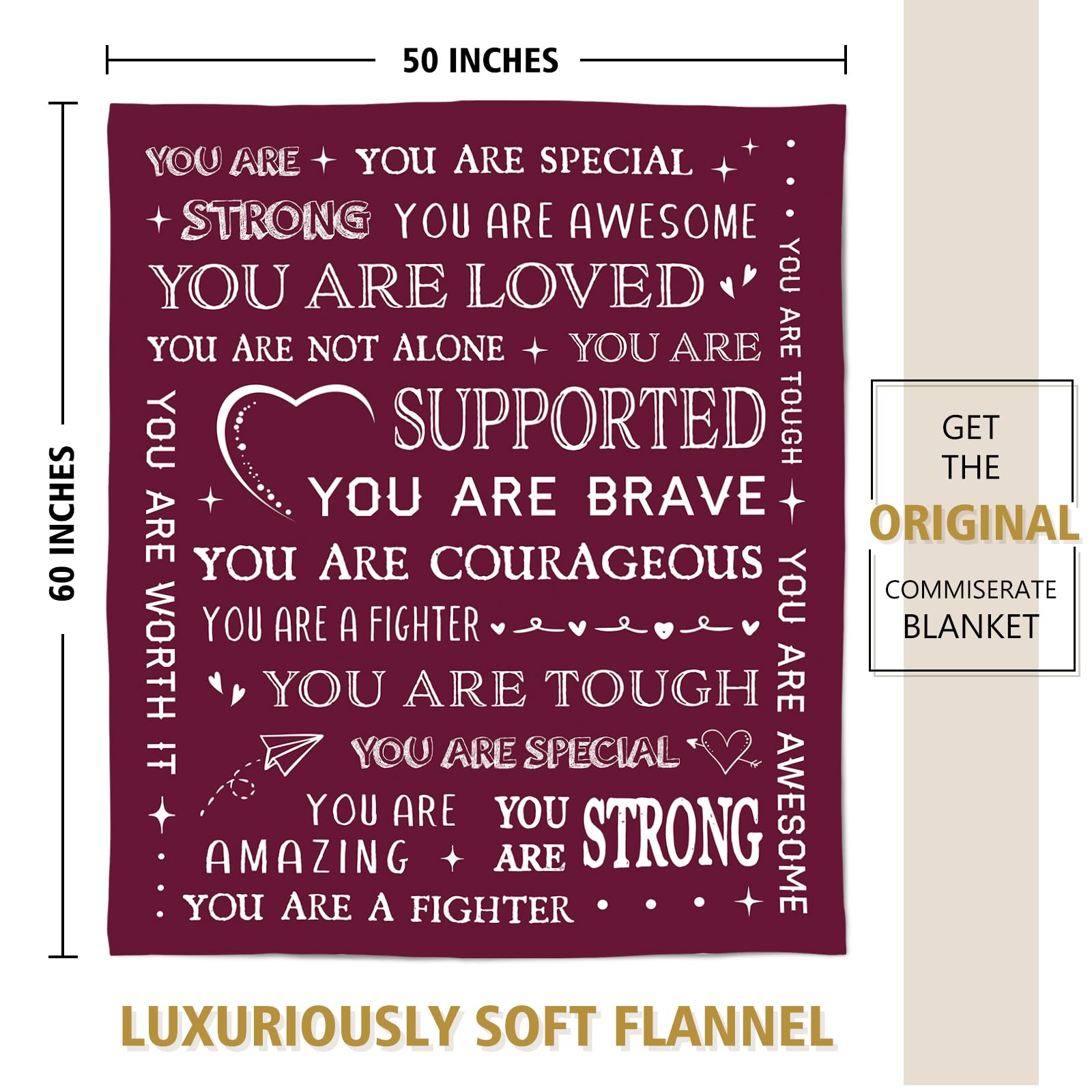 SteadStyle detailed shot of inspirational message on blanket providing emotional support