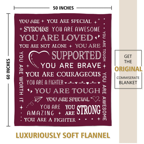 SteadStyle detailed shot of inspirational message on blanket providing emotional support