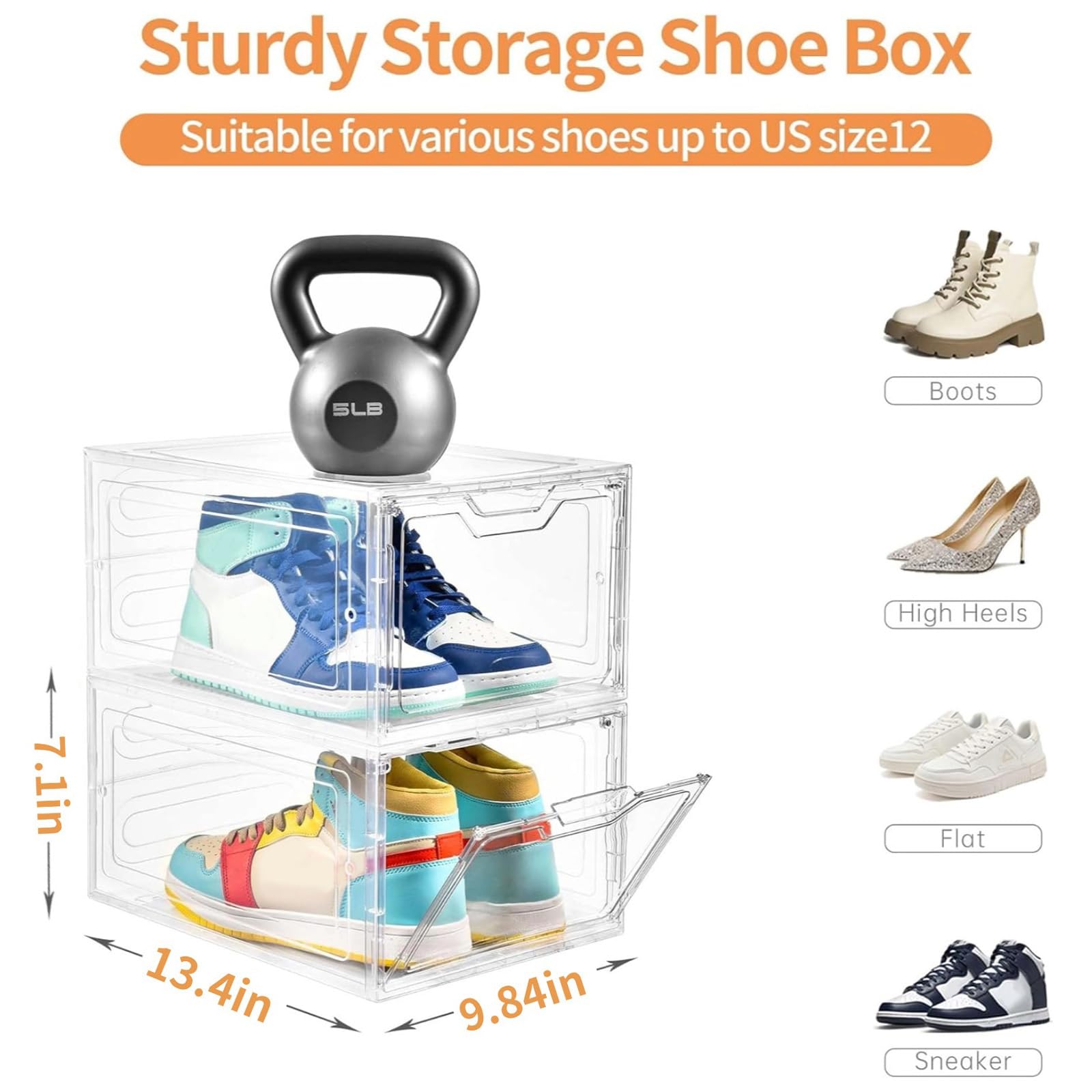 Stebopum magnetic door open with sneaker inside showing easy access and visibility