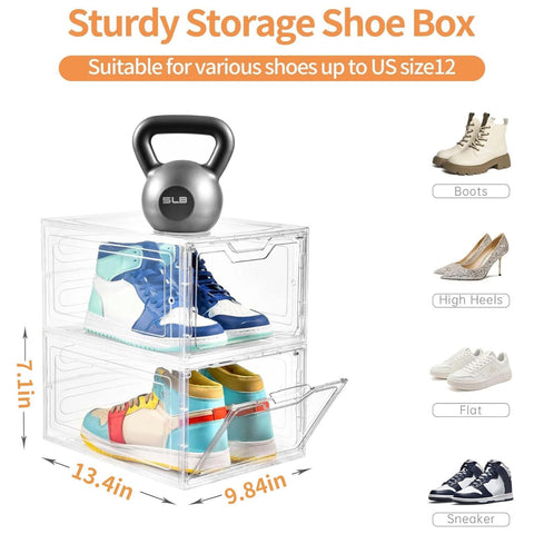 Stebopum magnetic door open with sneaker inside showing easy access and visibility
