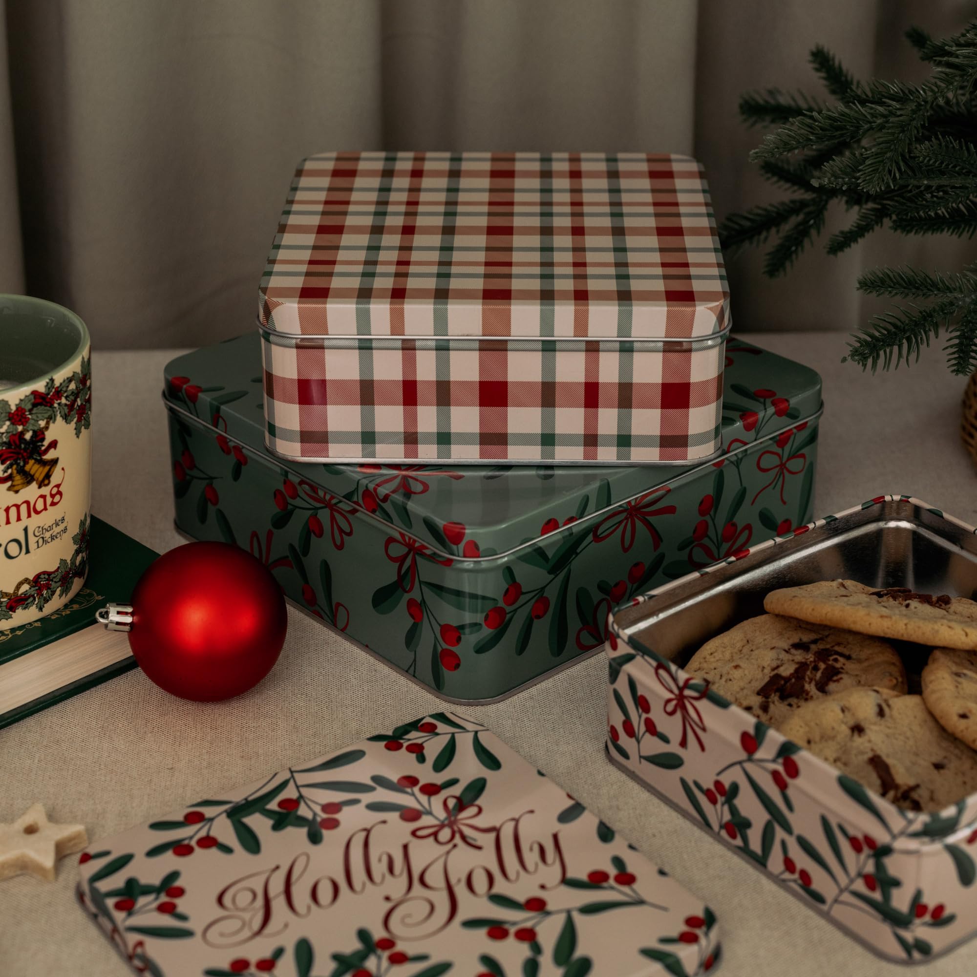 STEEL MILL AND CO. three tins nested together for space-saving holiday storage