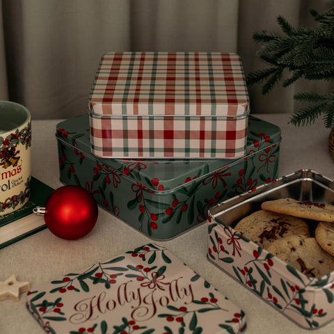 STEEL MILL AND CO. three tins nested together for space-saving holiday storage