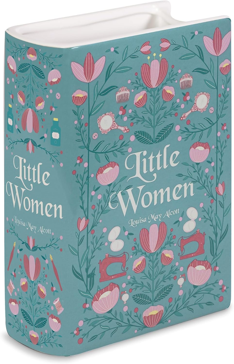 Steel Mill & Co. book-shaped vase front cover showing Little Women artwork and charm