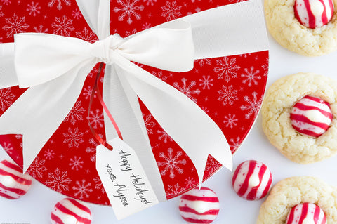 Steel Mill & Co. close-up of snowflake and holly print, durable cheerful holiday finish