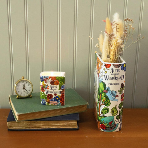 Steel Mill & Co. vase beside books showing scale and shelf-friendly size