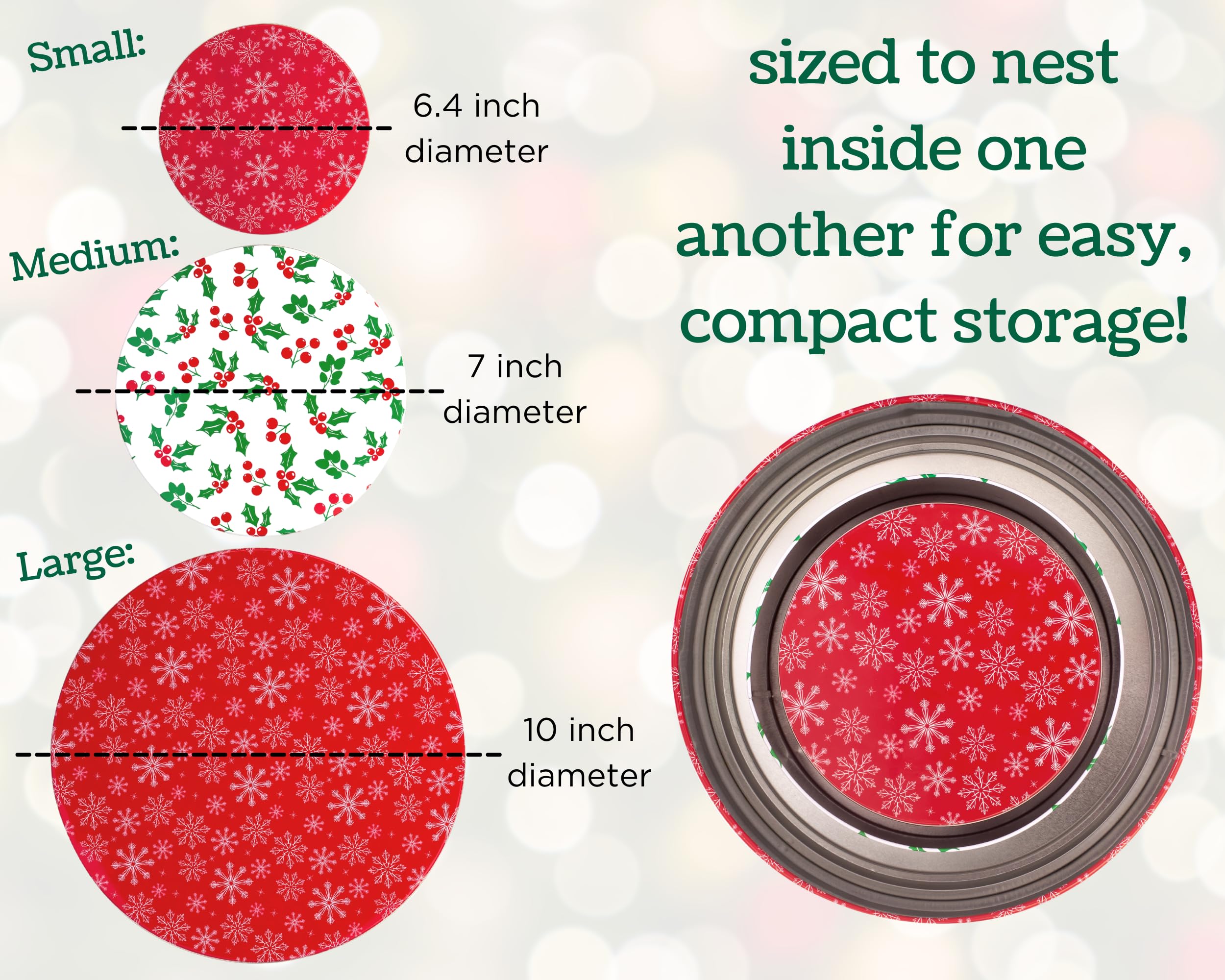 Steel Mill & Co. three tins nested for compact storage, saves closet space