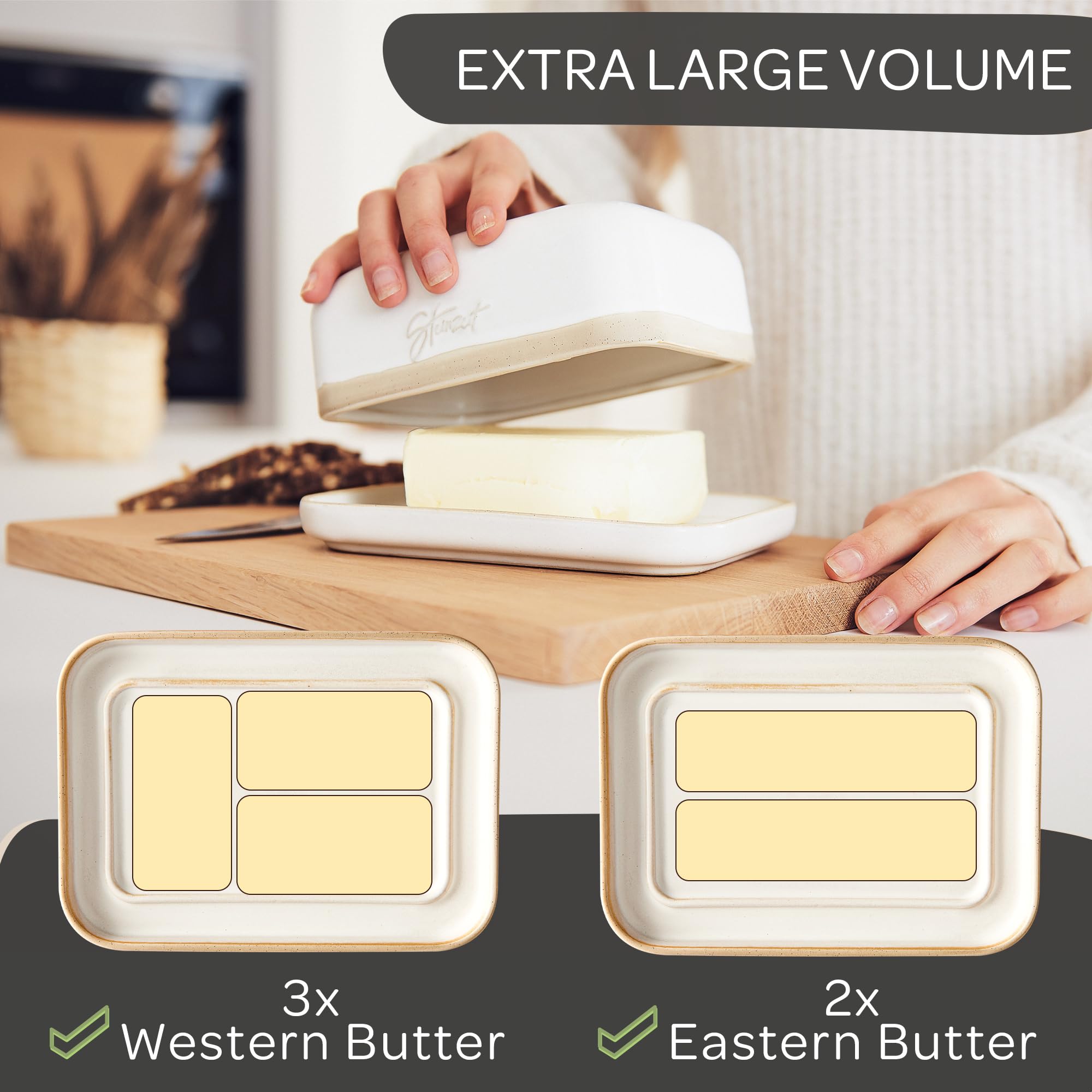 Steinzeit butter dish closeup glaze showing durable finish and stain resistance