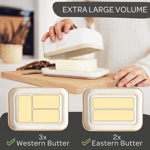Steinzeit butter dish closeup glaze showing durable finish and stain resistance