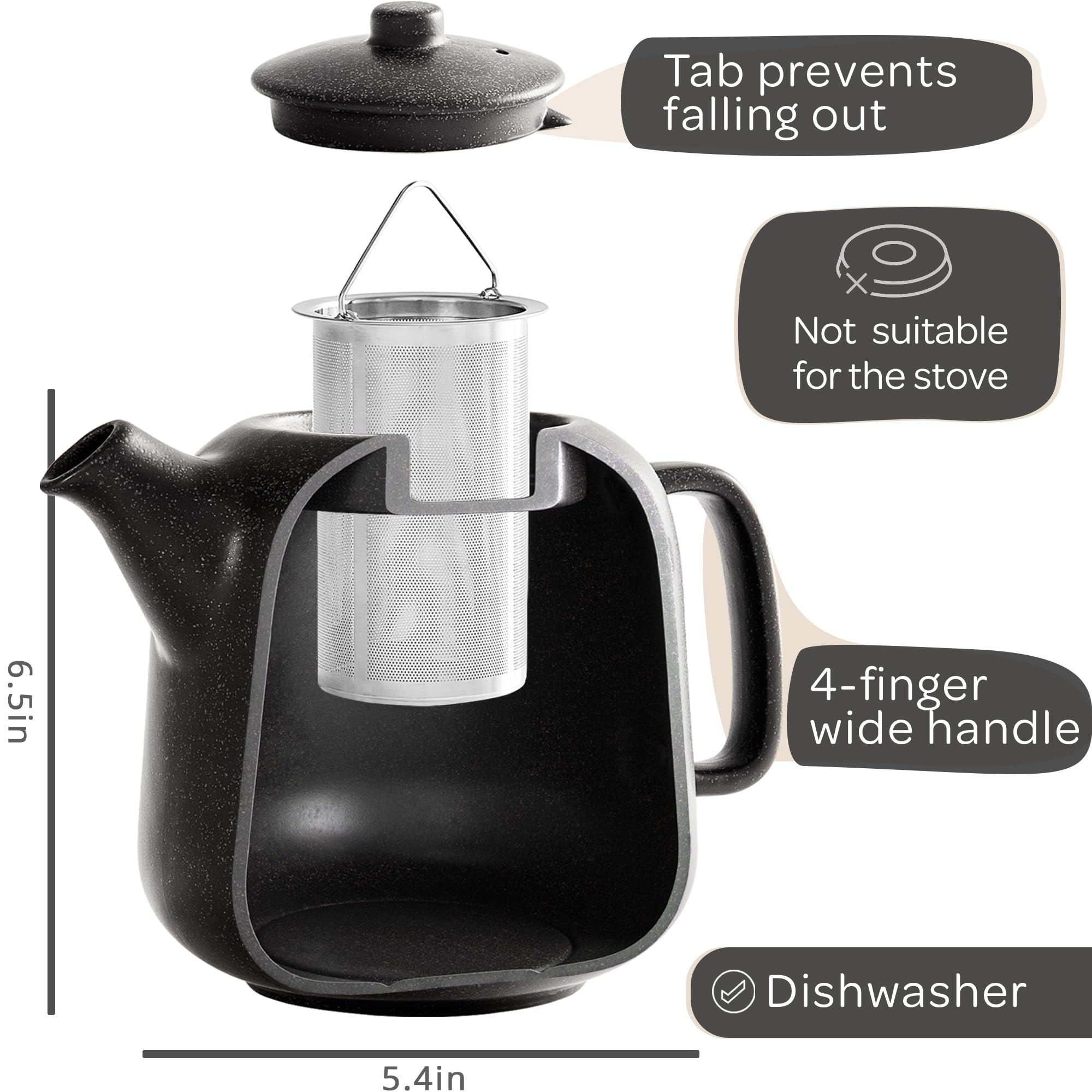 Steinzeit teapot lid and handle detail showing sturdy grip and fit